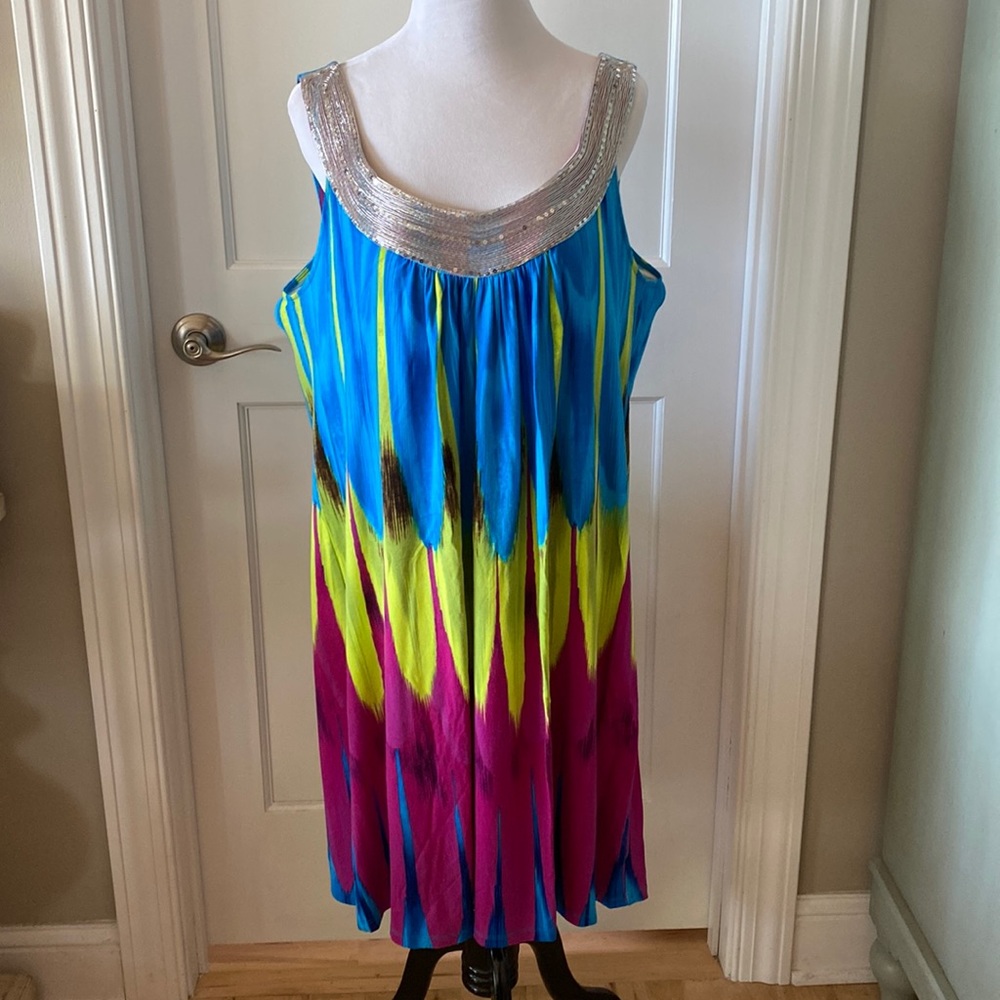 INC International Concepts Woman’s Swim Coverup with sequined neckline 1X - Picture 1 of 6